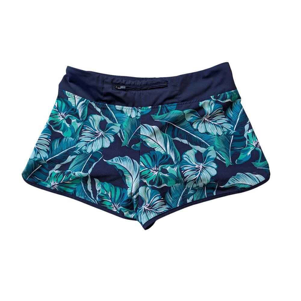 Tommy Bahama Women's cover up/workout shorts; lightweight, Blue & green floral - Picture 2 of 10